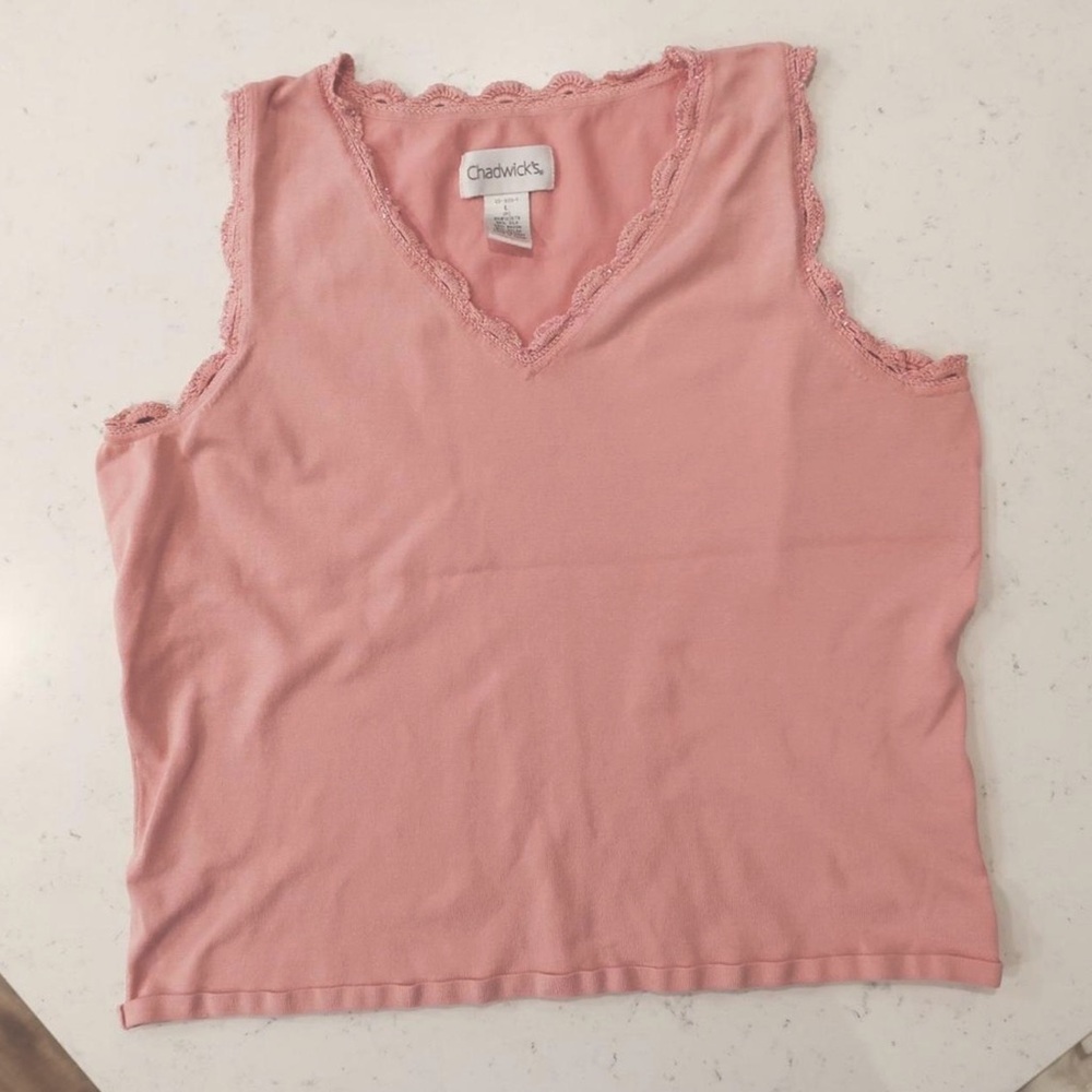 coquette pink lace trimmed tank